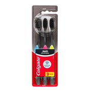 Colgate Toothbrush 360 Charcoal Spiral Antibacterial Bristles X 3