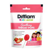 Difflam Kids Soothing Throat Pops - Strawberry X 10