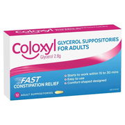 Coloxyl Glycerol Suppositories For Adults X 12