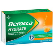 Berocca Hydrate Electrolytes + B Vitamins Effervescent Tab (Orange ) X 20 ChemiStop