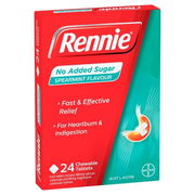 Rennie Indigestion & Heartburn Relief (No Added Sugar) Spearmint Chewable Tab X 24