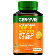Cenovis Kids Chewable Triple Action Vitamin C,D & Zinc - Orange X 60