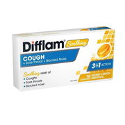 Difflam Soothing Cough + Sore Throat + Blocked Nose Lozenges Honey Lemon Menthol X 16