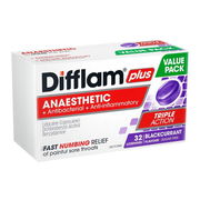 Difflam Plus Anaesthetic Sore Throat Lozenges Blackcurrant Flavour X 32 ChemiStop