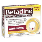Betadine Anaesthetic Lozenges (Honey & Lemon) X 36 ChemiStop