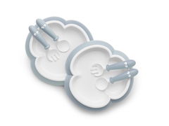 BabyBjorn Plate, Spoon & Fork 2 Pack - Powder Blue
