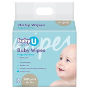 babyU Baby Wipes Fragrance Free X 240
