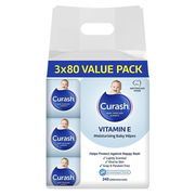 Curash Babycare Vitamin E Baby Wipes 80 X 3