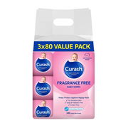 Curash Fragrance Free Baby Wipes 80 X 3