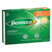 Berocca Energy with 12 Essential Vitamins & Minerals Effervescent Tab (Orange) X 45
