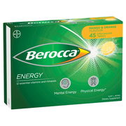 Berocca Energy with 12 Essential Vitamins & Minerals Effervescent Tab (Mango & Orange) X 45