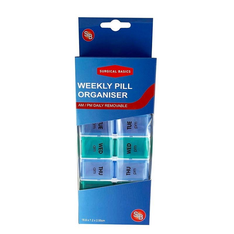 Surgical Basics Weekly Pill Organiser - AM/PM Removable Sections (16.8 x 7.2 x 2.55cm)