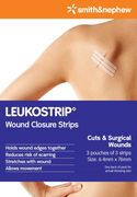 Leukostrip Wound Closure Strips 6.4mm X 76mm - 3 Pack