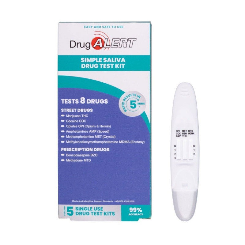 Drug Alert Street & Prescription Drugs Simple Saliva Drug Test Kit X 5