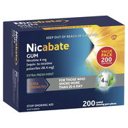 Nicabate Gum Nicotine 4mg Extra Strength Extra Fresh Mint X 200 ChemiStop