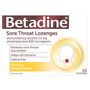 Betadine Sore Throat Lozenges (Honey & Lemon) X 16