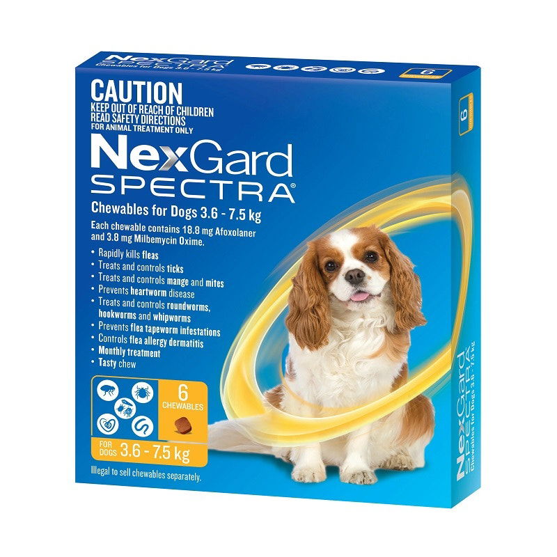 NexGard Spectra Chewables For Small Dogs (3.6 to 7.5kg) X 6