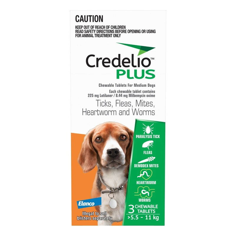 Credelio Plus Chewable Tab for Medium Dogs 5.5 - 11kg (Orange) X 3