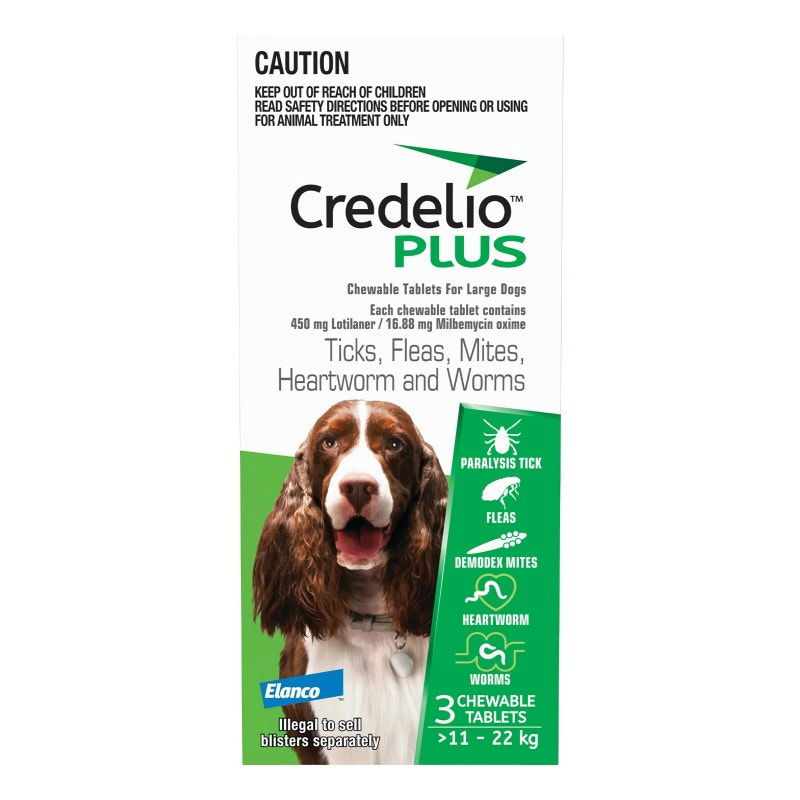 Credelio Plus Chewable Tab for Large Dogs 11 - 22kg (Green) X 3