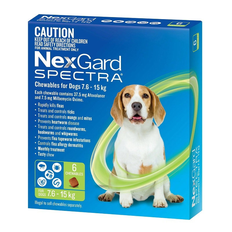 NexGard Spectra Chewables For Medium Dogs (7.6 to 15kg) X 6