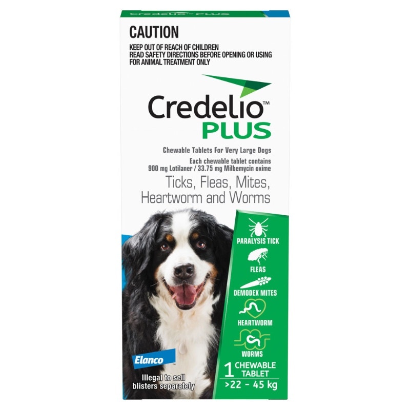 Credelio Plus Chewable Tab for Very Large Dogs 22 - 45kg (Blue) X 1