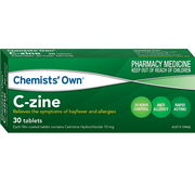 Chemists' Own C-Zine 10mg Tab X 30 (Generic for ZYRTEC)