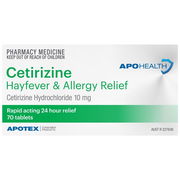 ApoHealth Cetirizine Hayfever & Allergy Relief Tab X 70 (Generic for Zyrtec)