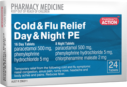 Pharmacy Action Cold & Flu Relief Day & Night PE Tab X 24 (Generic for Codral Day & Night)