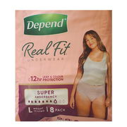 Depend Real Fit Super Underwear for Women Large X 8 (Limit 4 per order)