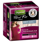 Depend Real Fit Regular Underwear for Women Medium X 8 (Limit 4 per order)